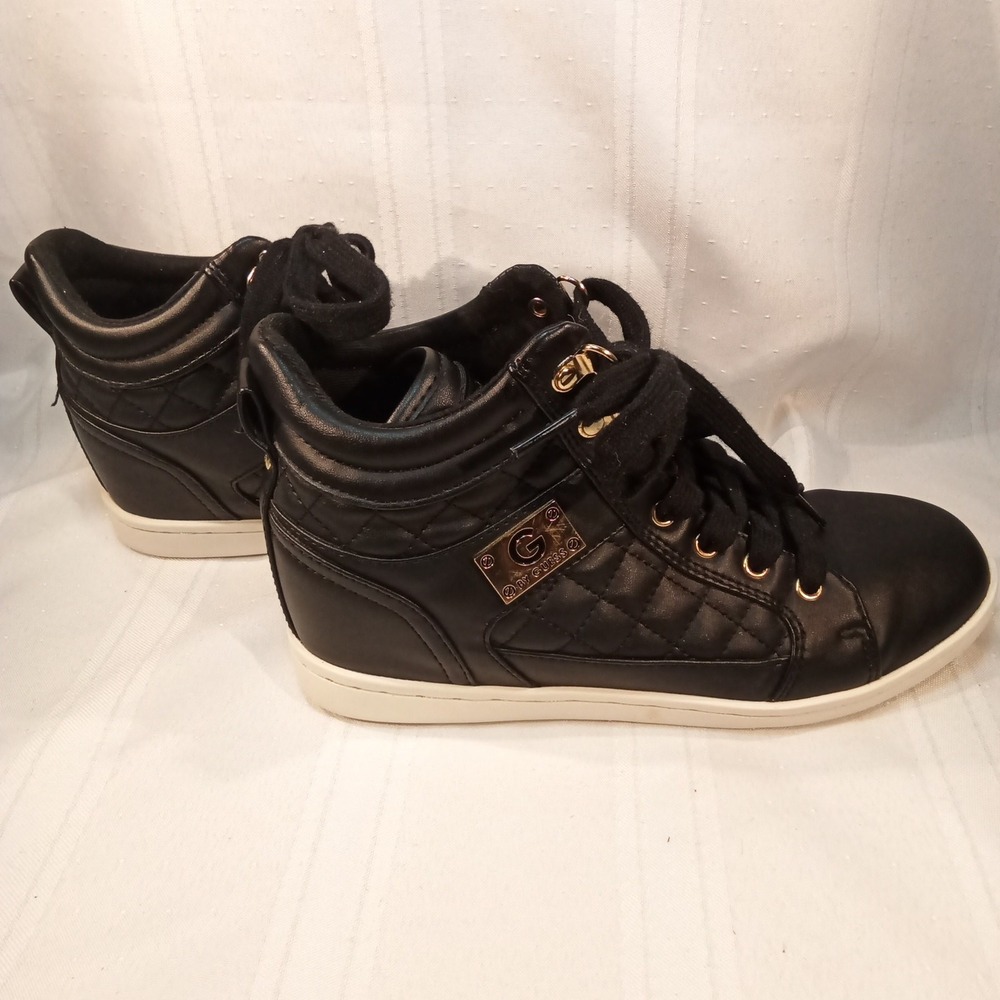 G by Guess Black Quilted High-Top Sneakers Women's 7.5M